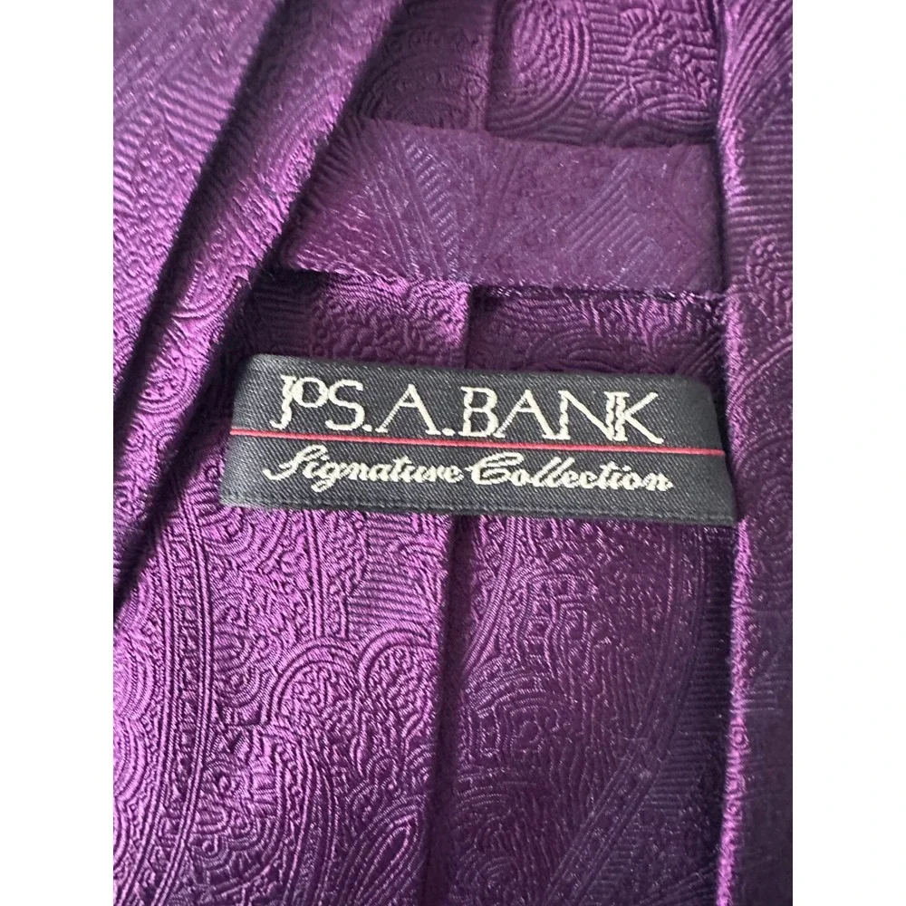 Jos A Bank Signature Collection Purple Silk Tie Lot of‎ 3 Paisley Geometric Mens
